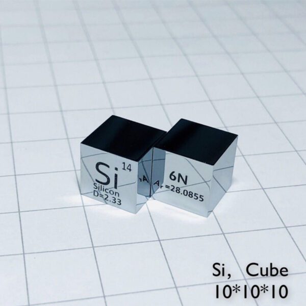 Mirror silicon cube 10mm polished single crystal silicon block periodic table engraving - Image 2