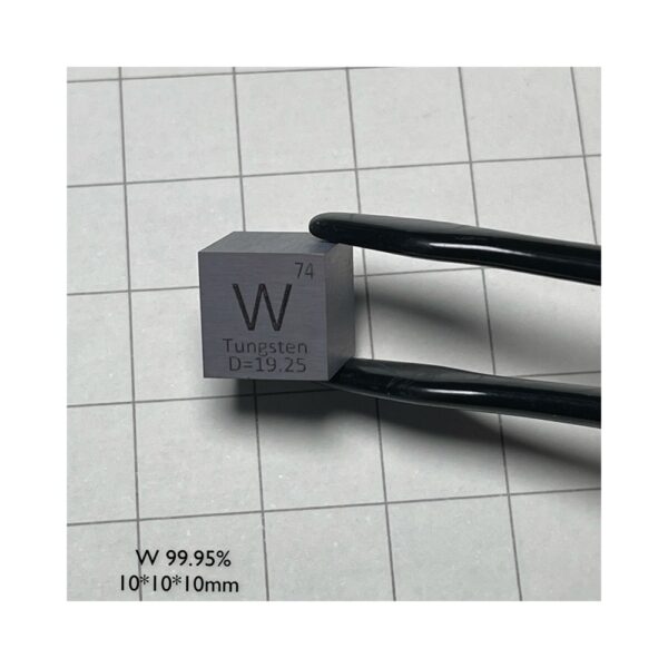 10mm Gray Tungsten Cube W Element Block with Engraving