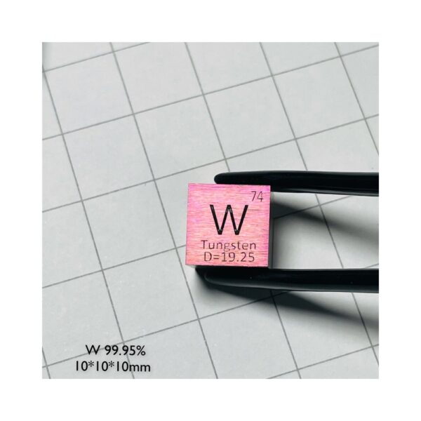 0.39'' Tungsten Cube Pink W Element Block with Engraving