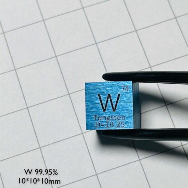 10mm BLlue Tungsten Cube W Element Block with Engraving - Image 2