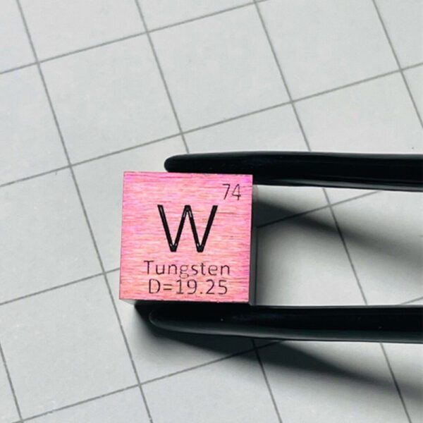 0.39'' Tungsten Cube Pink W Element Block with Engraving - Image 3