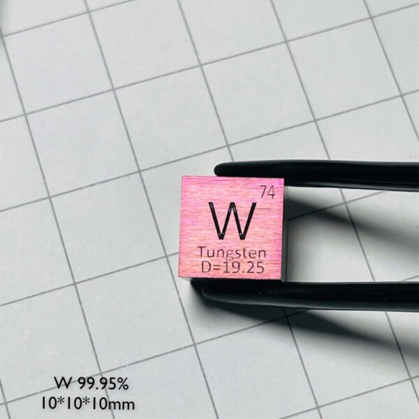 0.39'' Tungsten Cube Pink W Element Block with Engraving - Image 2