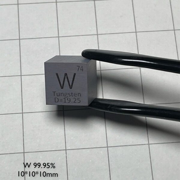 10mm Gray Tungsten Cube W Element Block with Engraving - Image 2