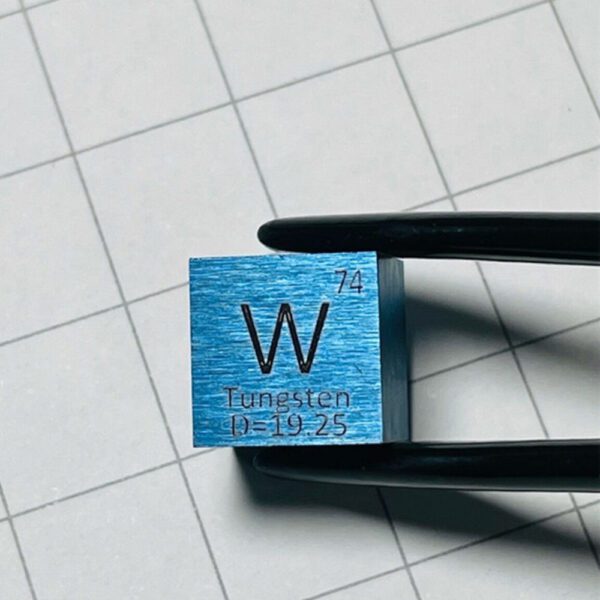 10mm BLlue Tungsten Cube W Element Block with Engraving - Image 3