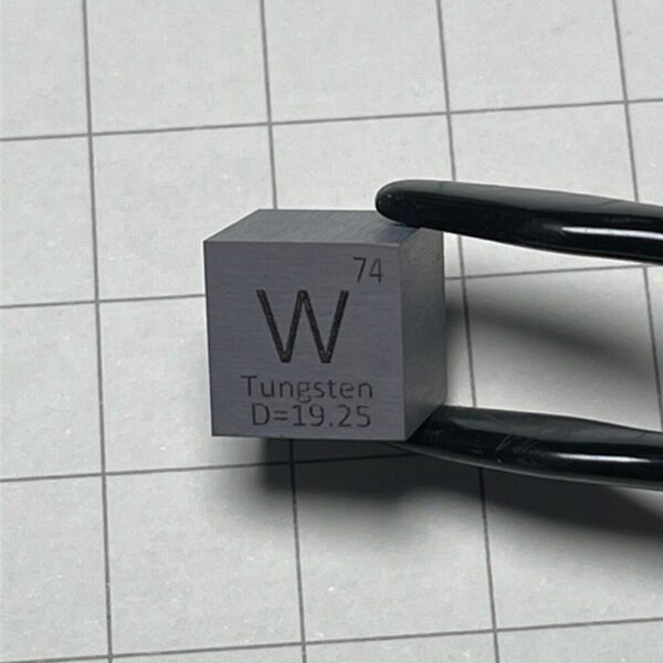 10mm Gray Tungsten Cube W Element Block with Engraving - Image 3