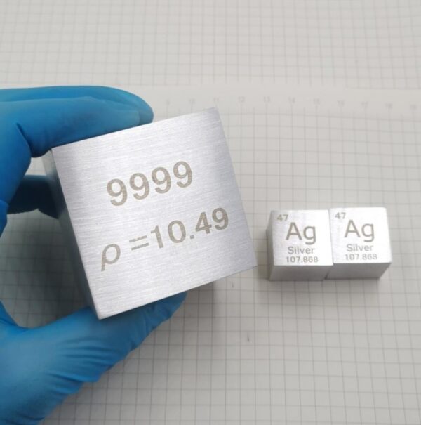 5cm Metallic Silver Cubic Element Periodic Phenotype High-purity Ag ≥ 99.9%