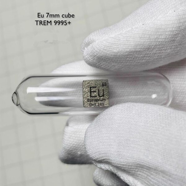 7mm Argon Gas Filled Glass Sealed Europium Cubic Element Periodic Phenotype Eu 99.95%