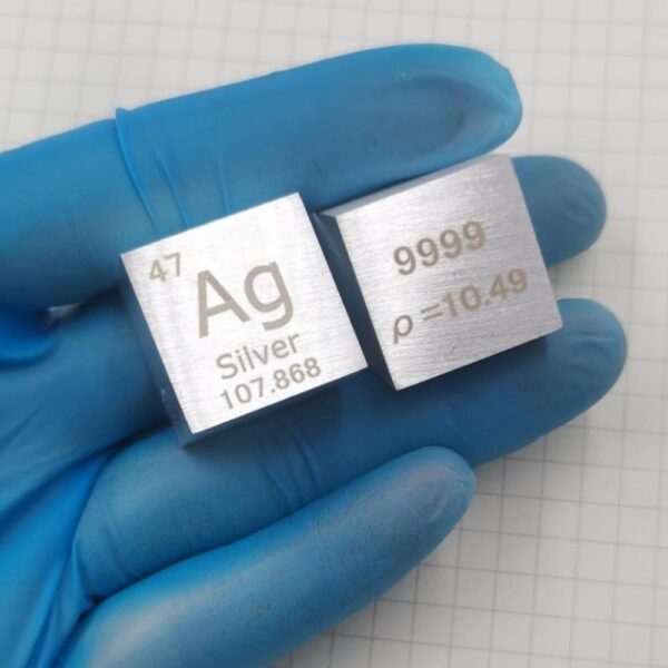 2cm Metallic Silver Cubic Element Periodic Phenotype High-purity Ag ≥ 99.9% - Image 2