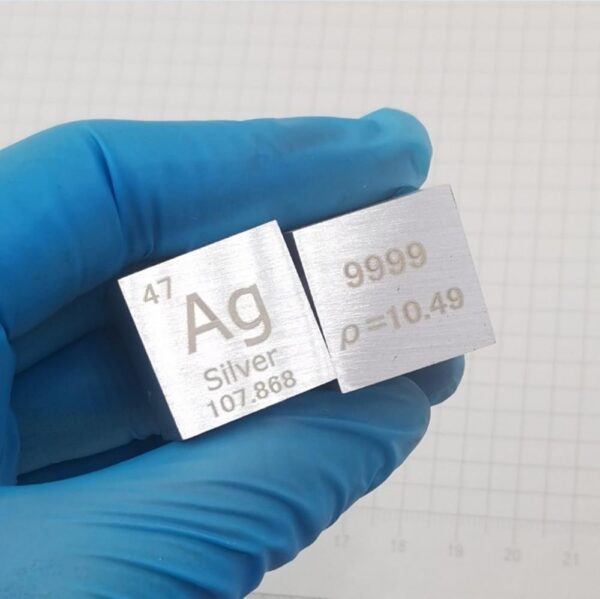 2cm Metallic Silver Cubic Element Periodic Phenotype High-purity Ag ≥ 99.9% - Image 4