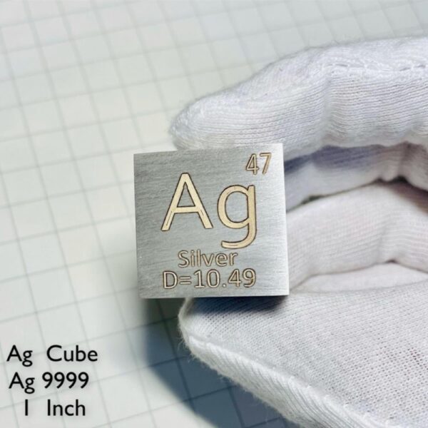 1-inch Metallic Silver Cubic Element Periodic Phenotype High-purity Ag 99.99%