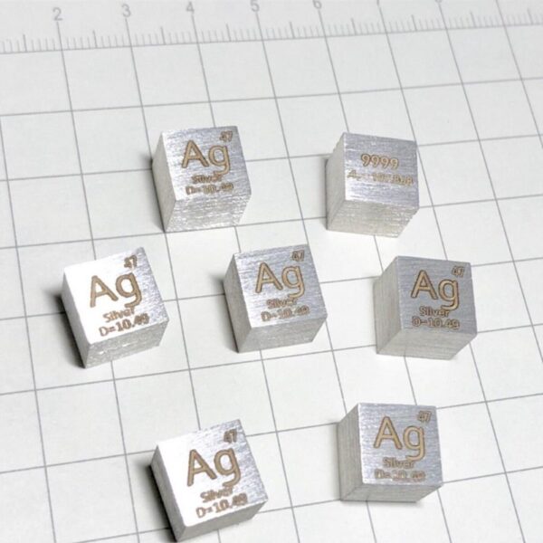 1cm Metallic Silver Cubic Element Periodic Phenotype High-purity Ag 99.99%