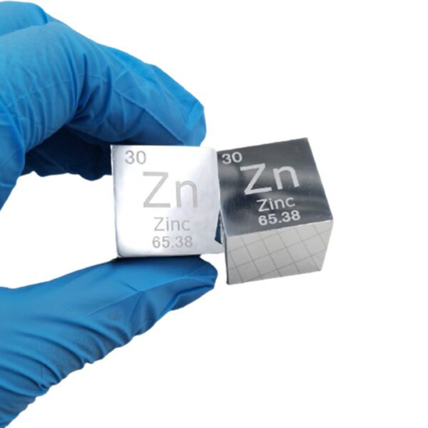 25.4mm Mirror Polished Zinc Cube Element Periodic Phenotype Zn 99.995%