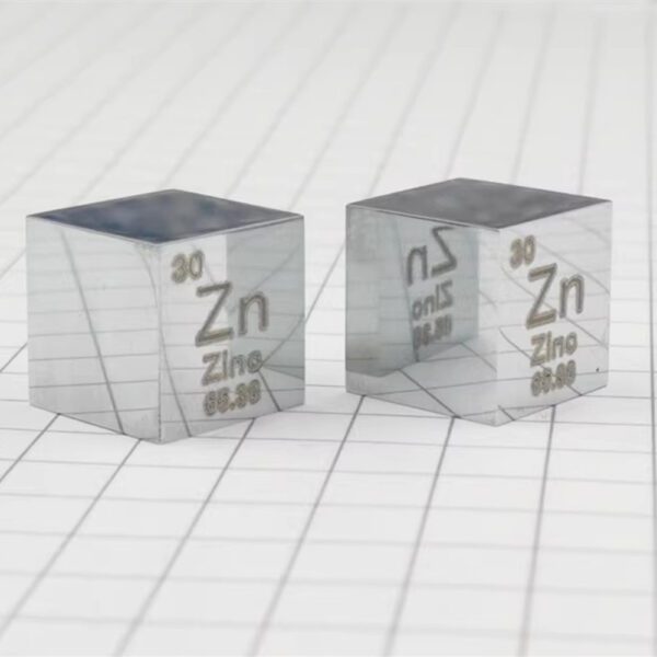 10mm Mirror Polished Zinc Cube Element Periodic Phenotype Zn 99.995%