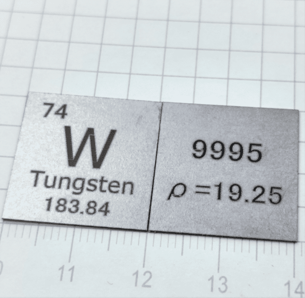 20mm Tungsten Square Piece, Engraved with Periodic Phenotype Metal W - Image 6