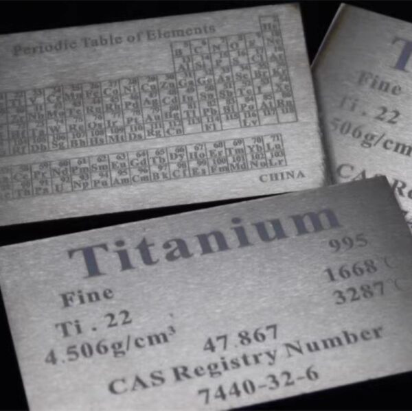 Titanium Periodic Phenotype Element Plate, 5 X 60 X 100mm, 99.5% Metallic Titanium Block