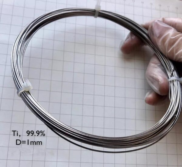 Titanium Wire, Diameter 1mm, Length 1m, 99.9% High-purity Metal Ti