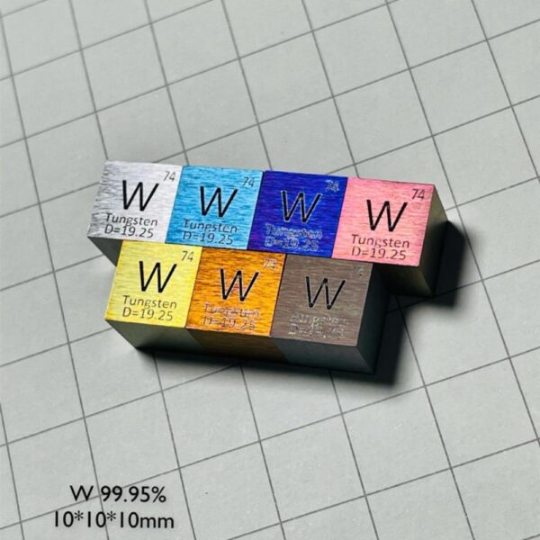 7-piece Set Of Colored 10mm Tungsten Cube, 99.95% High-purity Metal W Block