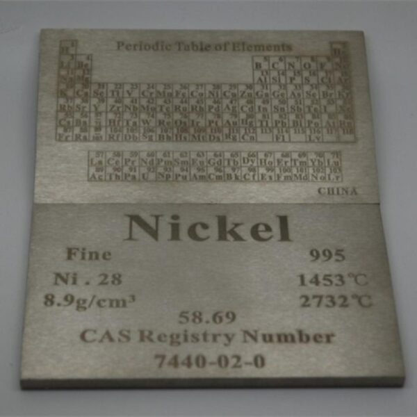 Nickel Element Periodic Phenotype Plate, 5 x 60 x 100mm, 99.5% High-purity Metal Ni