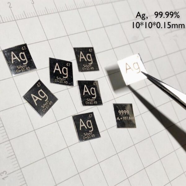 10mm Metallic Silver Sheet Element Periodic Phenotype Ag 99.99%