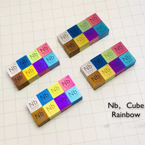 8-piece Set Of Colored 10mm Niobium Cubic, 99.95% High-purity Metal Nb Block