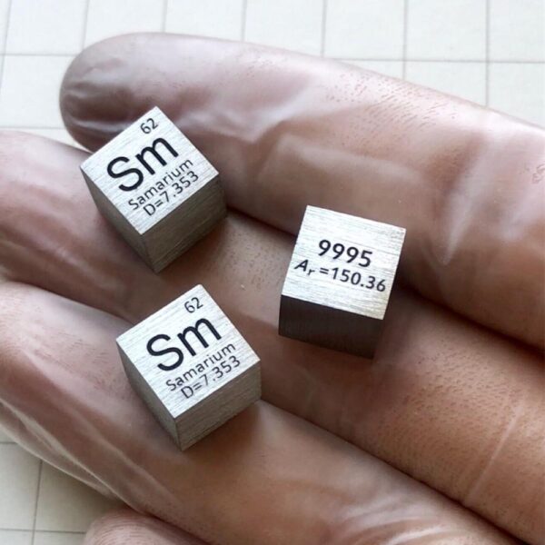 10mm Samarium Cube, 99.95% High-purity Metal Sm Block