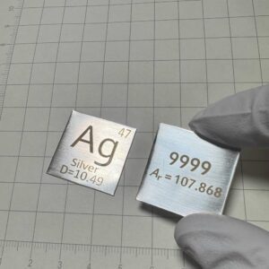 25.4mm Metallic Silver Sheet Element Periodic Phenotype Ag 99.99%
