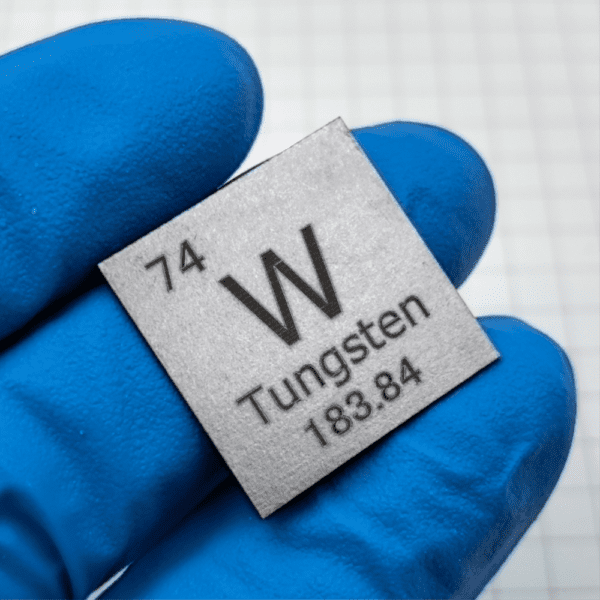 20mm Tungsten Square Piece, Engraved with Periodic Phenotype Metal W