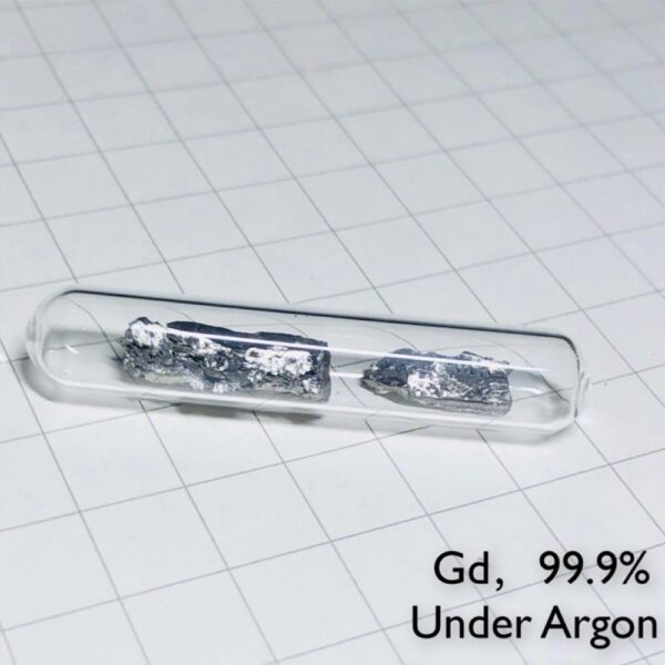 About 2g Glass Sealed Gadolinium Block, Filled with Argon Gas, 99.9% High-grade Metal Gd