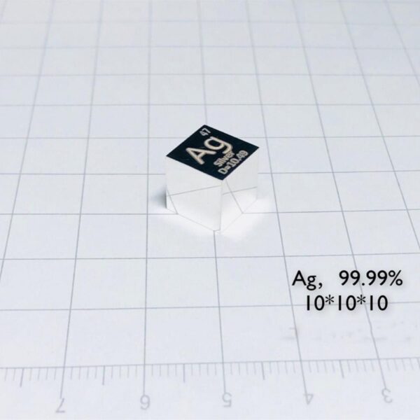 10mm Silver Cube, Mirror Polished, 99.99% High-purity Metal Ag Block