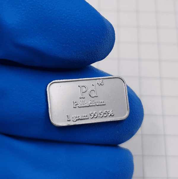 1g Pure Palladium Gold Bar, 99.95% High-purity Metal Pd