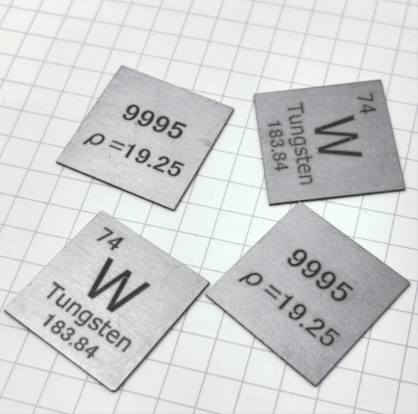20mm Tungsten Square Piece, Engraved with Periodic Phenotype Metal W - Image 7