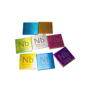 8 Colorful 1 * 20 * 20mm Metal Niobium Square Plates with Periodic Phenotype High Purity Nb 99.95%